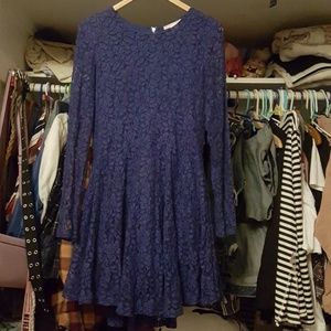 Lacy blue high low dress